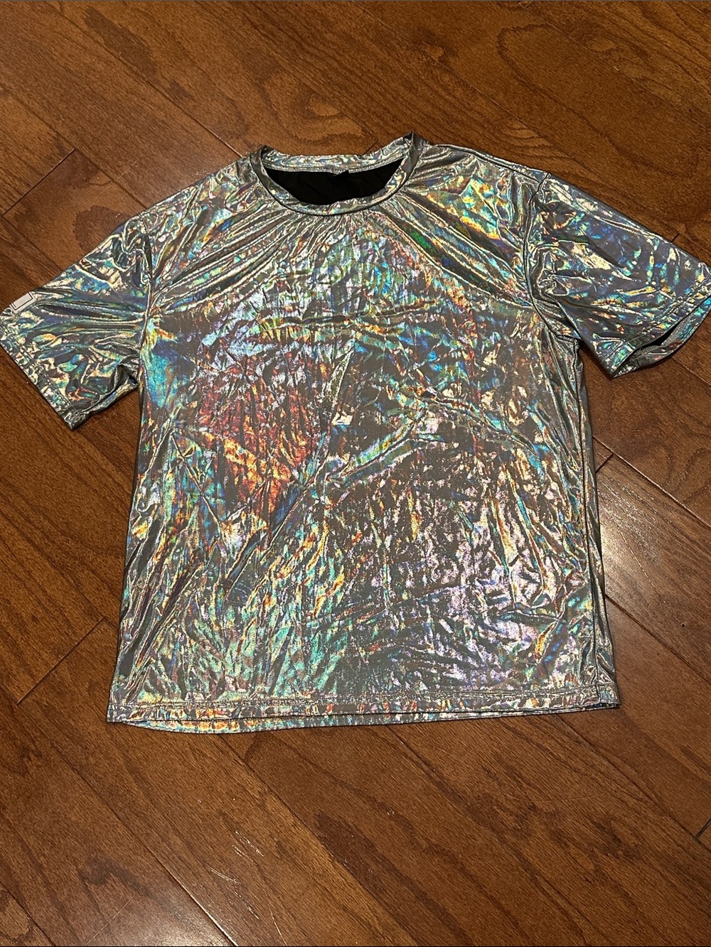 Manfinity Holographic metallic Short Sleeve T-Shirt - Iridescent Silver unisex